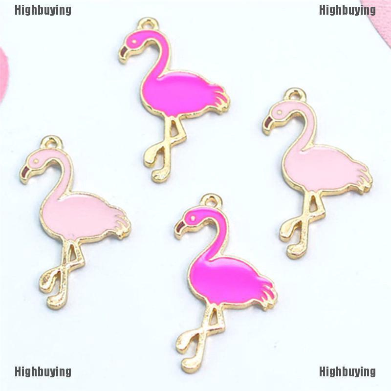 Liontin Enamel Bentuk Flamingo Untuk Perhiasan Kalung Dan Gelang