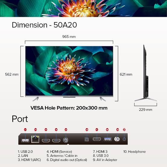 TV TCL 50A20 ANDROID 11 50 INCH 4K