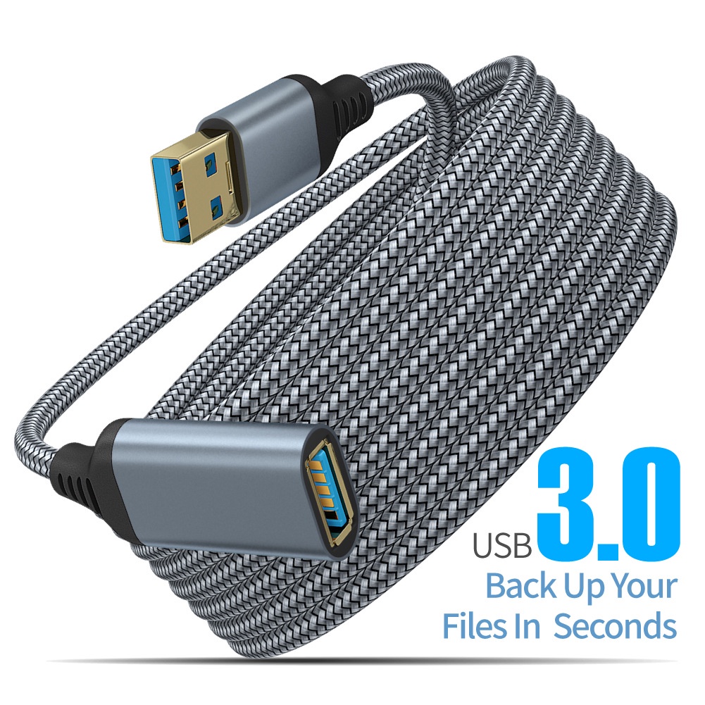 Kabel Extension Transmisi Data Usb 3.0 High Speed Tahan Lama Sturdy Nilon Kepang Male Ke Female Untuk Printer / Komputer