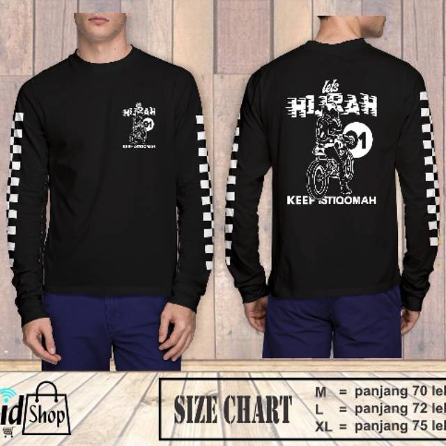 Kaos Pria Dakwah Hijrah Motor Club Istiqomah Terbaru Lengan Loreng Catur