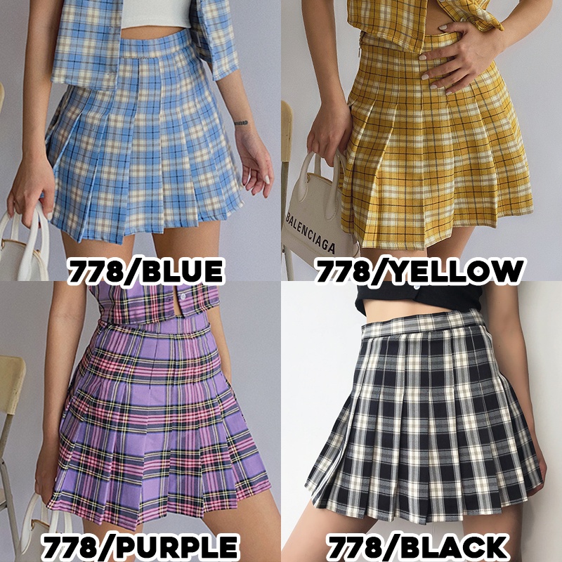 KARAKOREA 228 Tartan Top/Atasan Wanita/Korean top Women/Baju Kotak2 /Rok Lipit Lisa