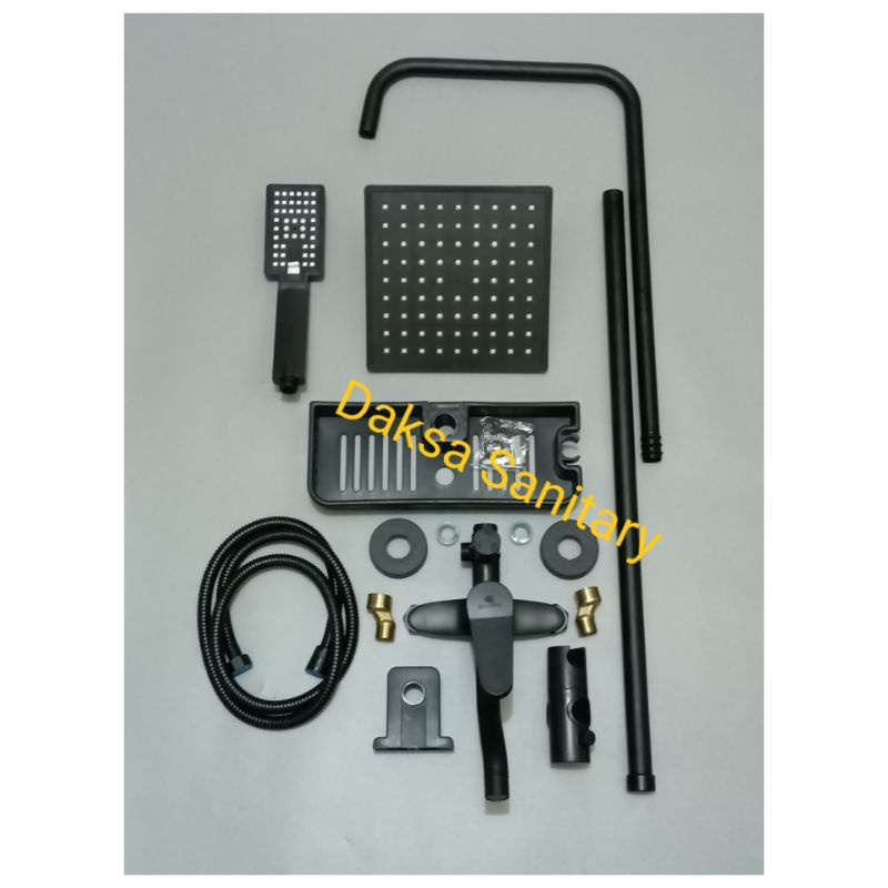 Shower Tiang Kran Colomn Mixer panas Dingin HITAM set/Shower Colomn Set HITAM Stainles