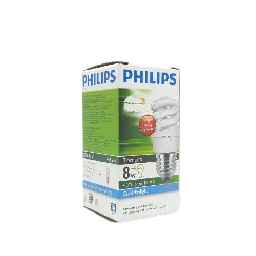 LAMPU PHILIPS TORNADO 8 WATT PUTIH LAMPU PHILIPS 8 WATT LAMPU SPIRAL