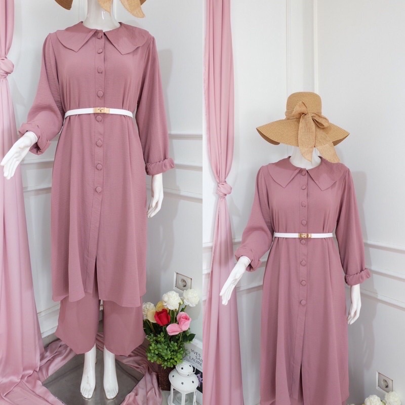 BAJU SETALAN TUNIK CELANA KULOT - PAMELA SET