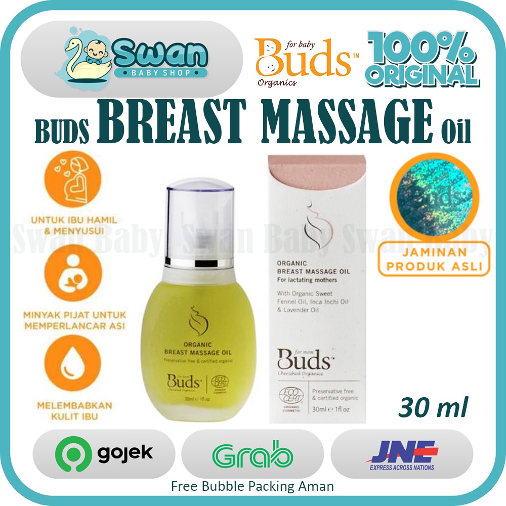 Buds Organic Breast Massage Oil 30ml - Minyak Pijat Payudara Pelancar ASI Organik