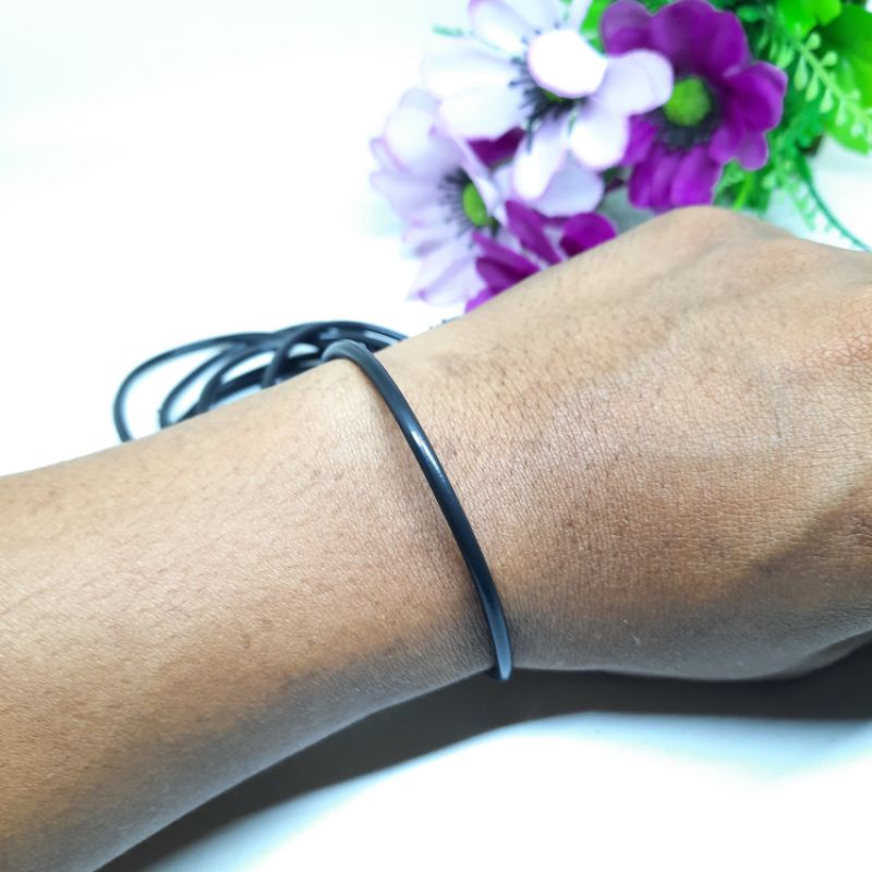 Gelang Karet Hitam Isi 10pcs Gelang Pria