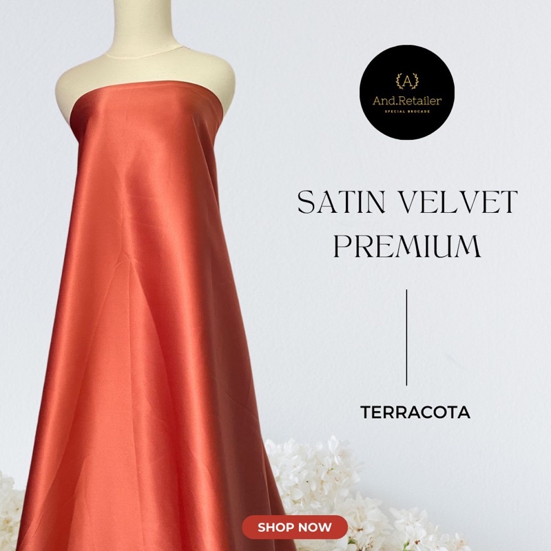 Kain Satin Velvet Premium Warna Teracotta Warna Bata Bahan Inner Furing Dress Seragaman Gamis dll