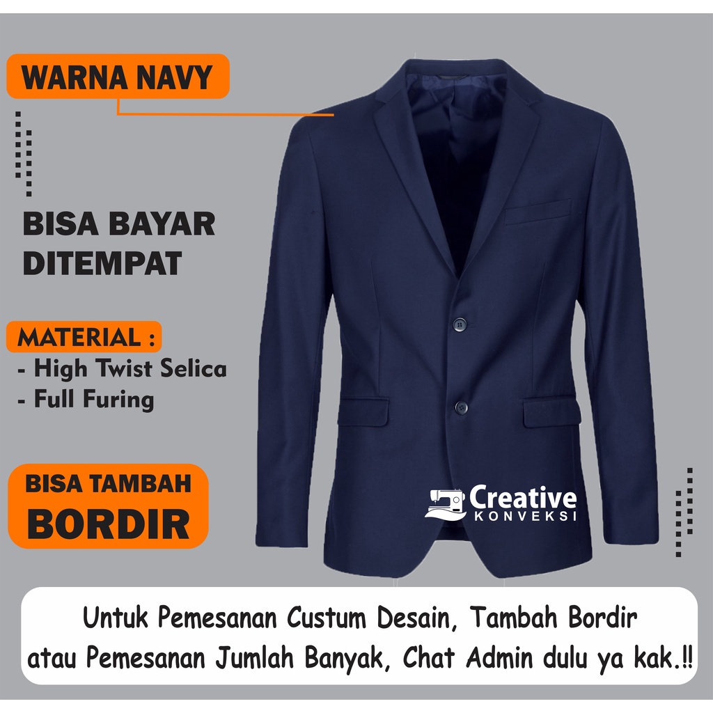 Jas Almamater warna biru dongker / navy, Jas Sekolah, blazer navy / jas pondok pesantren / jas sekol