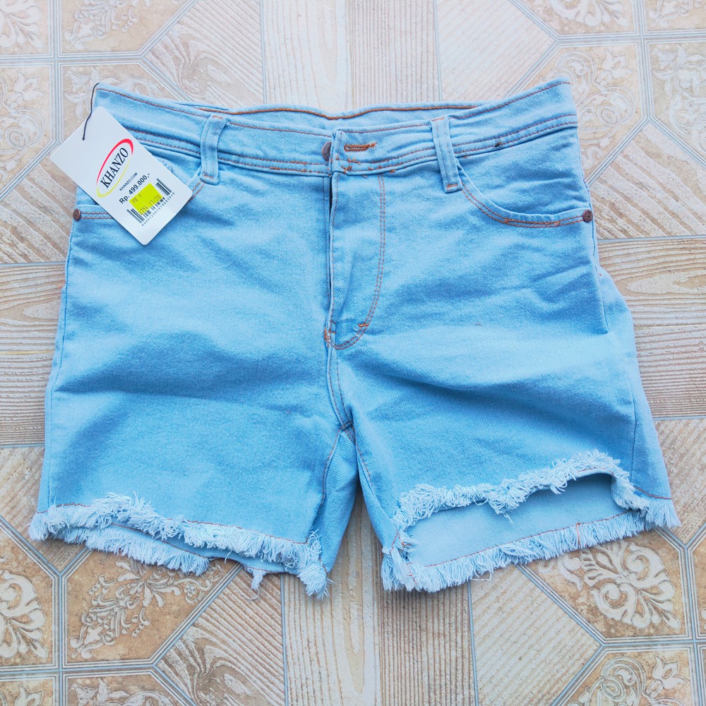 Dazina Plain Hotpans Rawis Celana Jeans - Light Blue