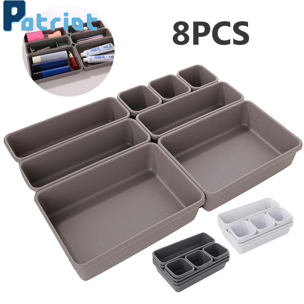 8Pcs/set Desktop Cosmetic Storage Drawer Box / Dinnerware Divider Organizer /Jewelry Container Desktop Sundries Storage Box