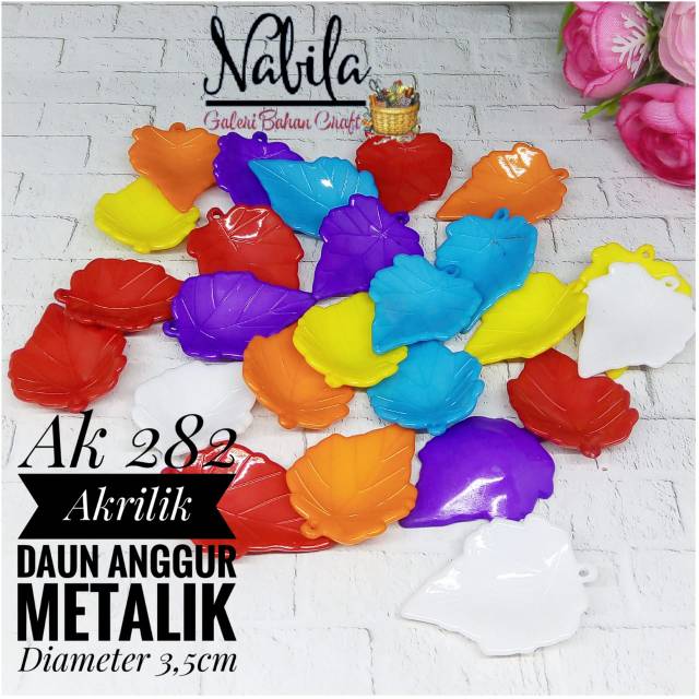 (40 grm) Manik-manik Akrilik daun anggur Glosy bahan craft kerajinan tangan