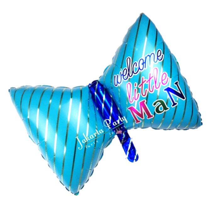 Balon Foil Foil Dasi Welcome Little Man / Balon Foil pita Biru