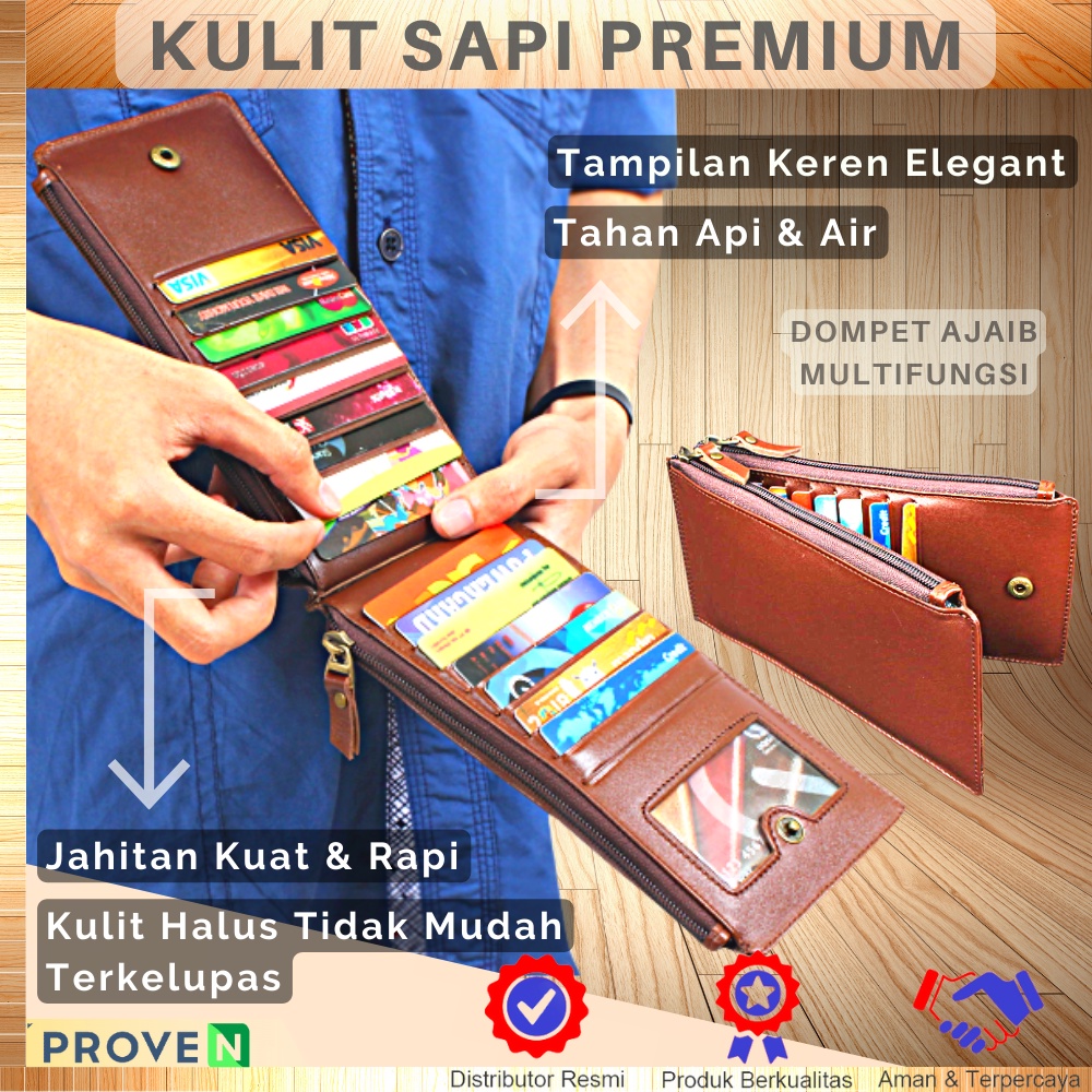 Dompet Kartu Pria Lipat Kulit Asli Original Dompet kartu Atm Dompet Kartu Nama Wallet Kulit Sapi DKP GARANSI ORIGINAL