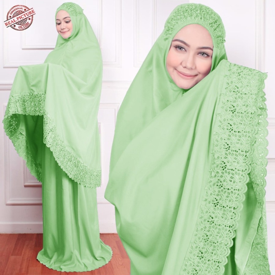 MUKENA DEWASA SITI KHADIJAH PASTELEENA BORDIR KATUN MIKRO HIJAU ADEM