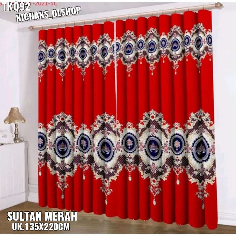 GORDEN SMOKRING 12 RING MOTIF SULTAN MERAH BATIK MEWAH // GORDEN PINTU JENDELA MOTIF BATIK SULTAN ME