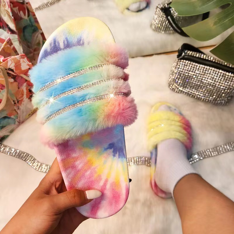 SANDAL FLIP FLOP JELLY WANITA RAINBOW BULU SUPER SOFT SLIDE