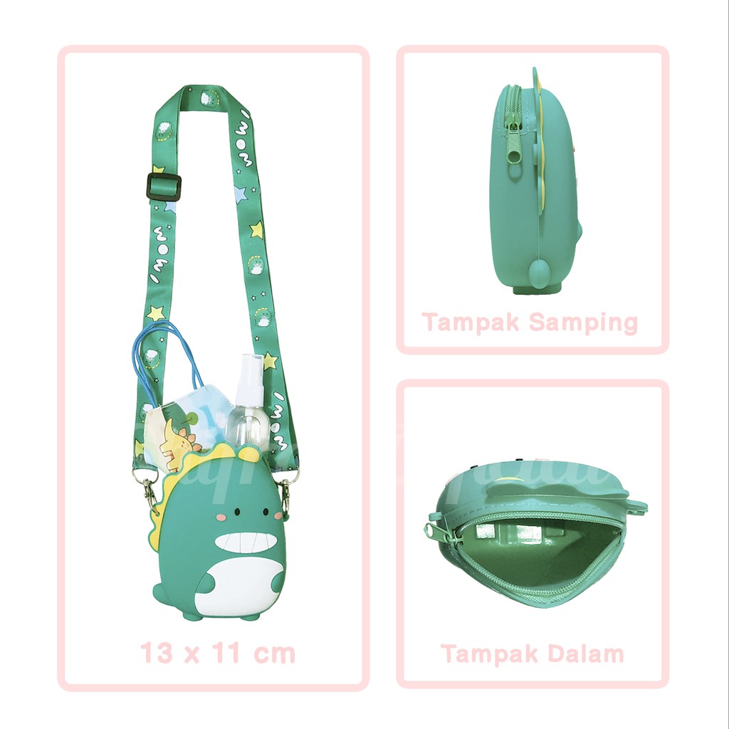 TAS SELEMPANG ANAK LAKI DINO GREEN SILICON TALI PANJANG SHIFRA GG34