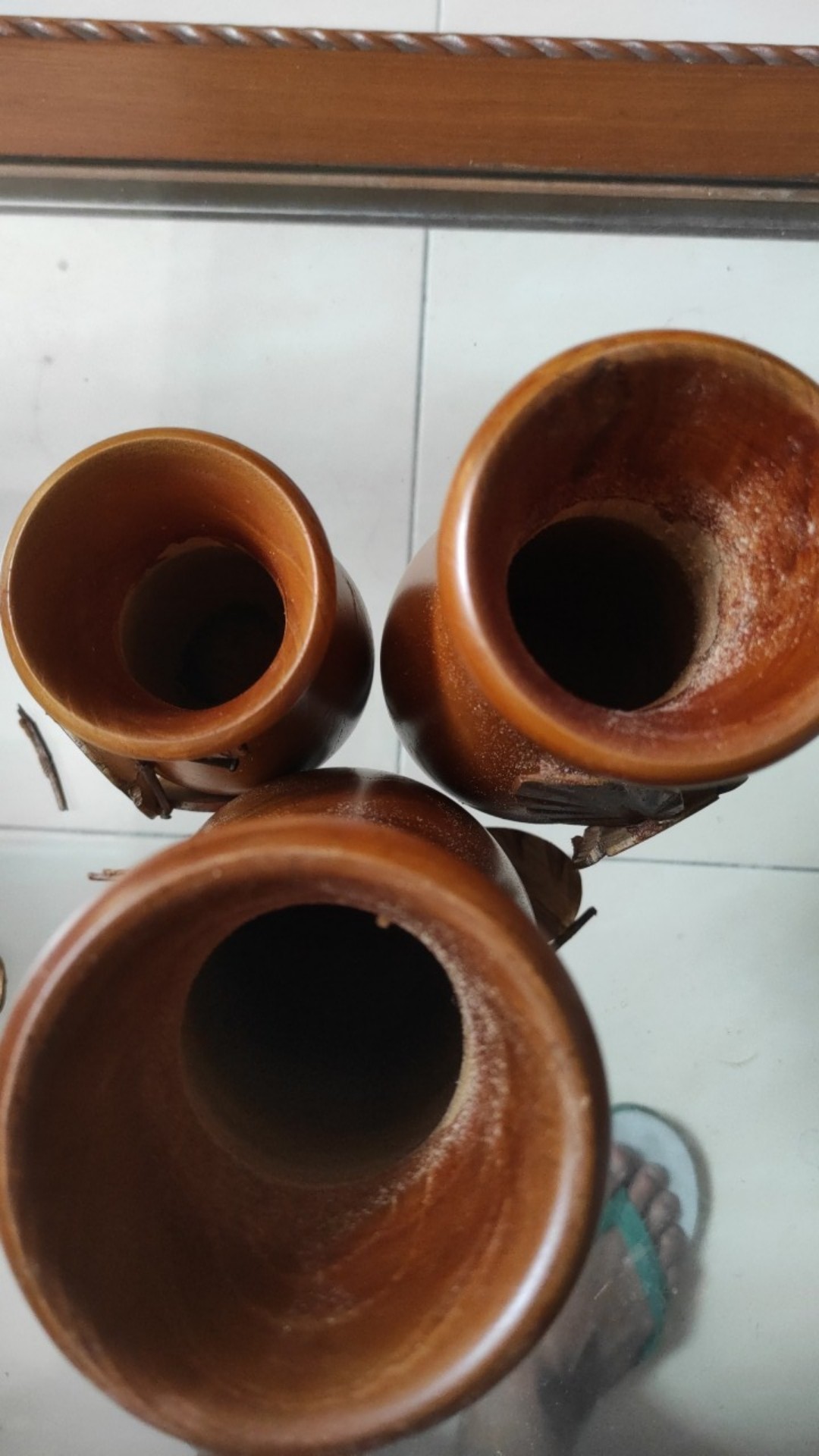 Vas Bunga Kayu Jati Set 3 Pcs.