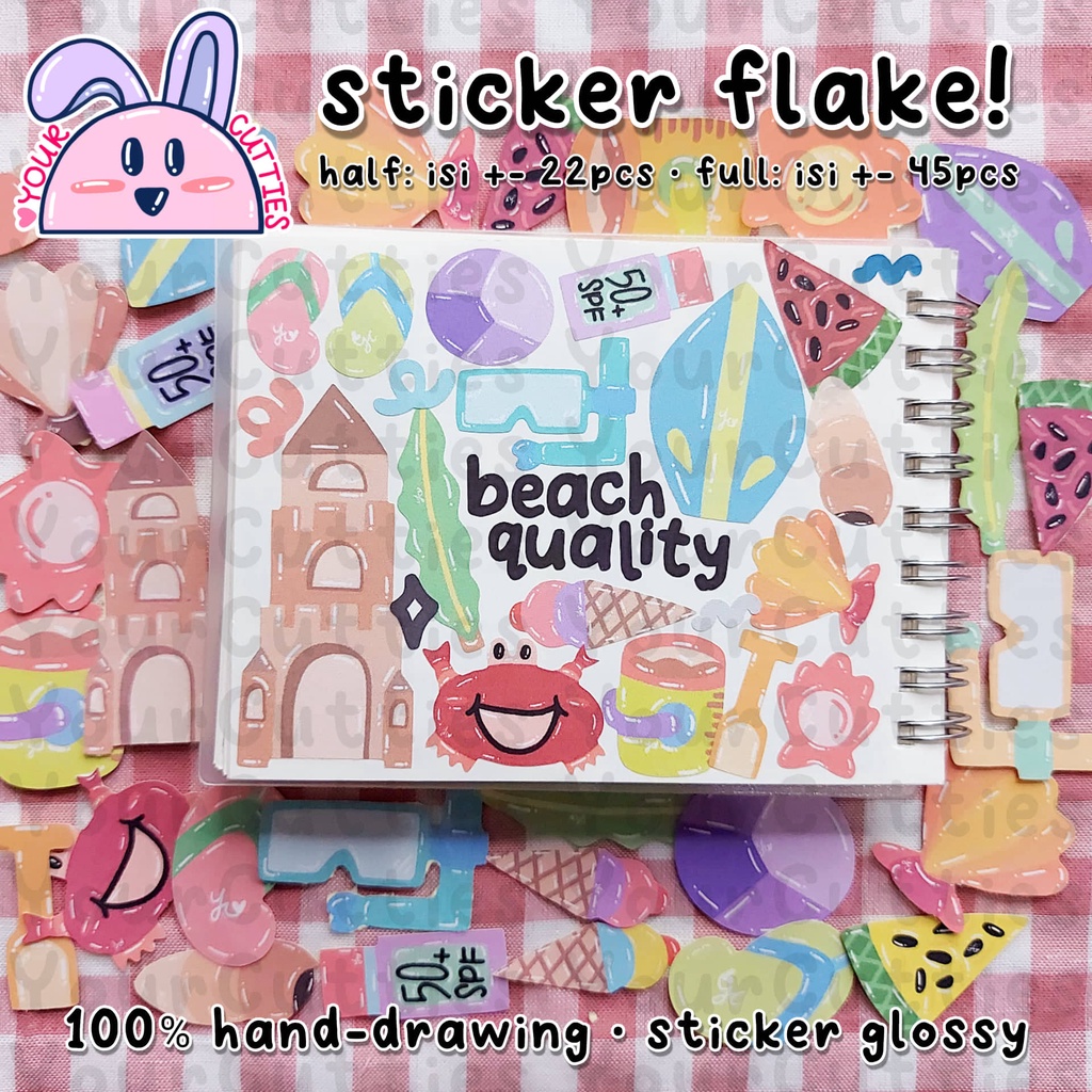 

[FLAKE] STIKER BEACH PANTAI DOODLE JURNAL BUJO PLANNER LUCU MURAH