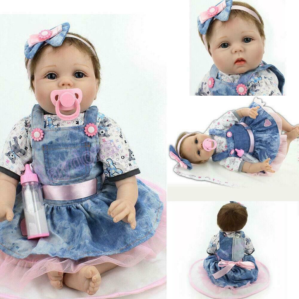 55cm 22&quot; Real Life Reborn Dolls Soft Silicone Vinyl Handmade Realistic Newborn Doll