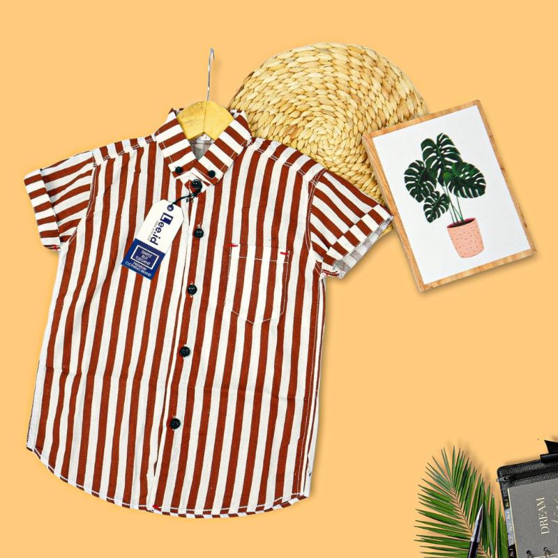 Kemeja salur Anak Laki-Laki Kemeja Distro Umur 1-10 Tahun Bahan Mat Cutton  Warna Maroon