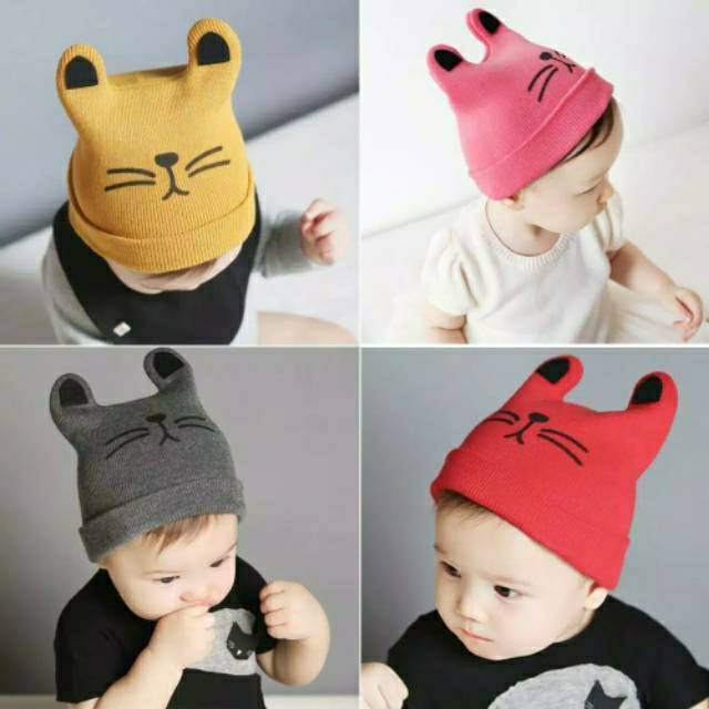Topi Bayi 0-1 tahun Kitty / Kupluk Bayi Lucu / Aksesoris Bayi Lucu 1tahun 1 tahun 0 bulan 1 bulan 2 