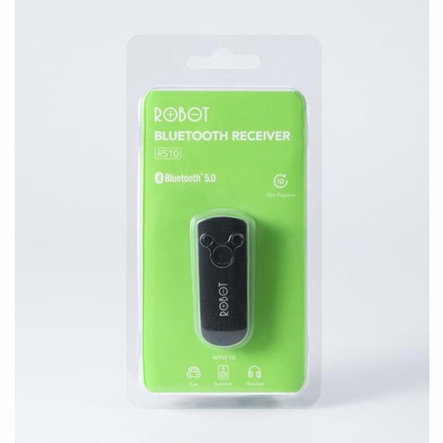 ROBOT RS10 Bluetooth Audio Receiver With 5.0 Small&amp;Portable AUX 3.5mm Garansi Original Resmi + Kabel AUX RS 10