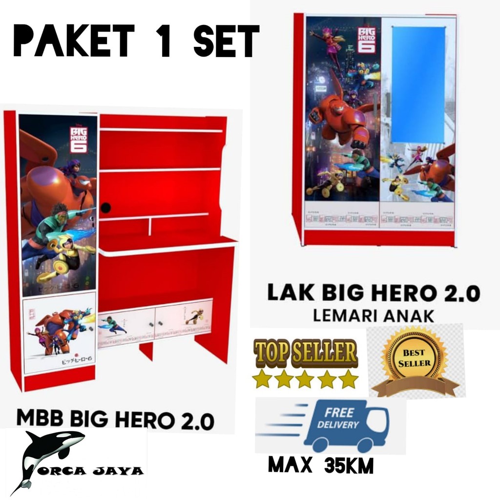 SATU SET LEMARI PAKAIAN ANAK DAN MEJA BELAJAR ANAK G-STAR HERO