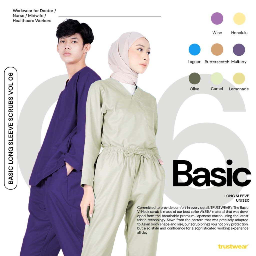 Doctor`s Scrub/Set Baju Celana Jaga OKA OK Perawat/Dokter Lengan Panjang VI