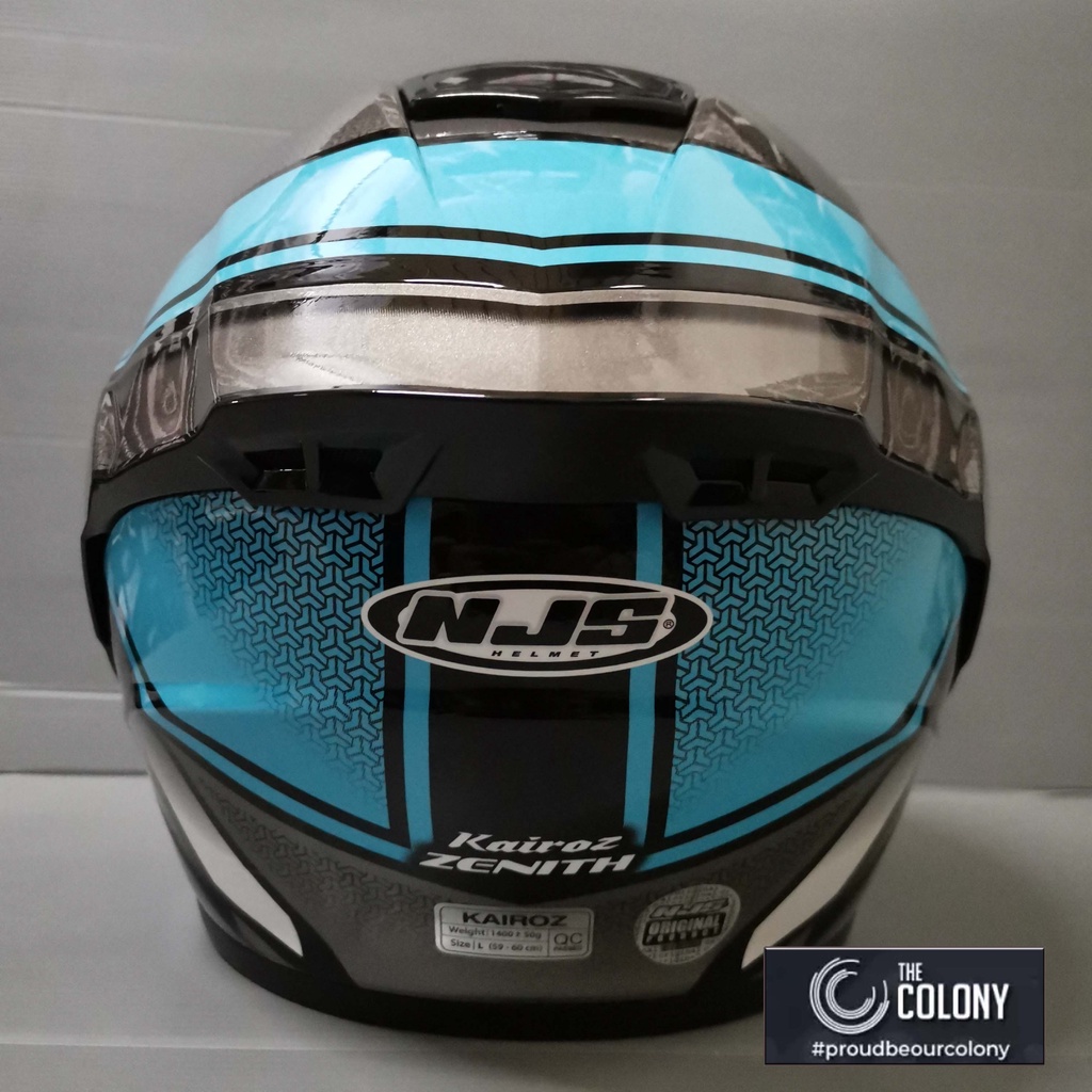 HELM NJS KAIROZ KAIROS MOTIF ZENITH BLACK BLUE DOUBLE VISOR-3