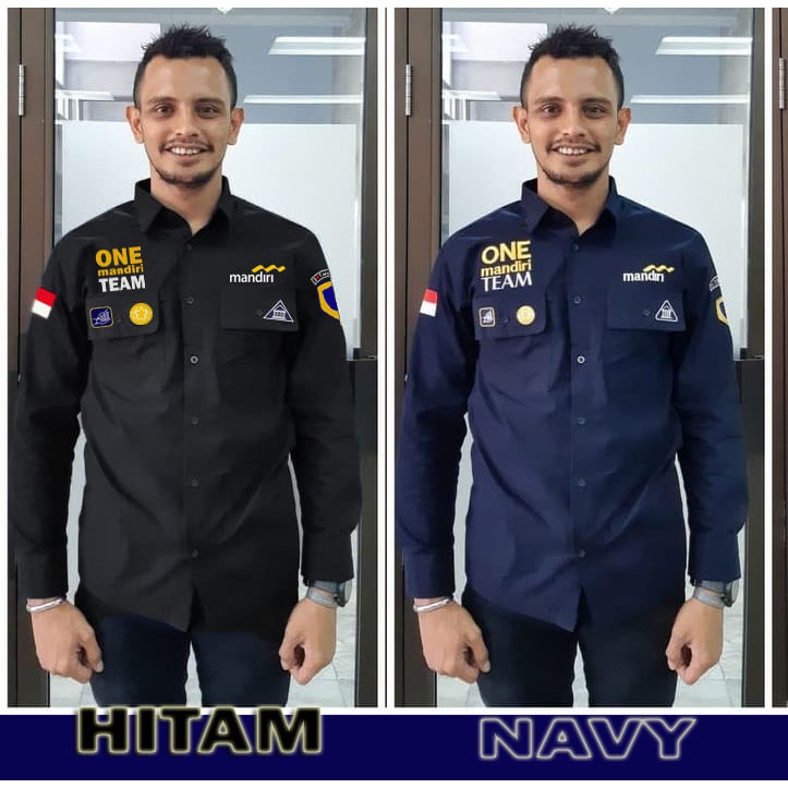 BAJU SERAGAM BANK MANDIRI BORDIR BAHAN AMERICANDRILL ...