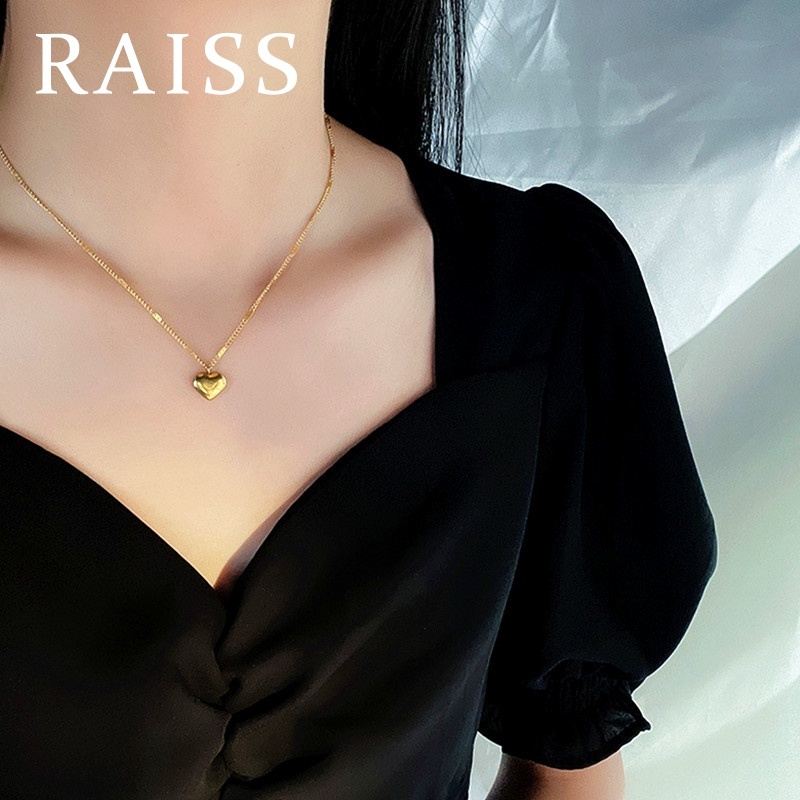 Kalung Titanium Wanita Anti Karat Love Hati Lapis Emas 18k Perhiasan Korea Kalung Lapis Emas 18k Desain Hati Bahan Titanium Gaya Korea Untuk Wanita