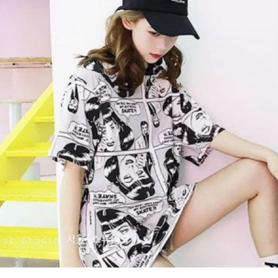 Buruan GudangBajuKulakan COMIC PRINT MOTIF ATASAN / JUMBO / SETELAN / KAOS WANITA KOMIK