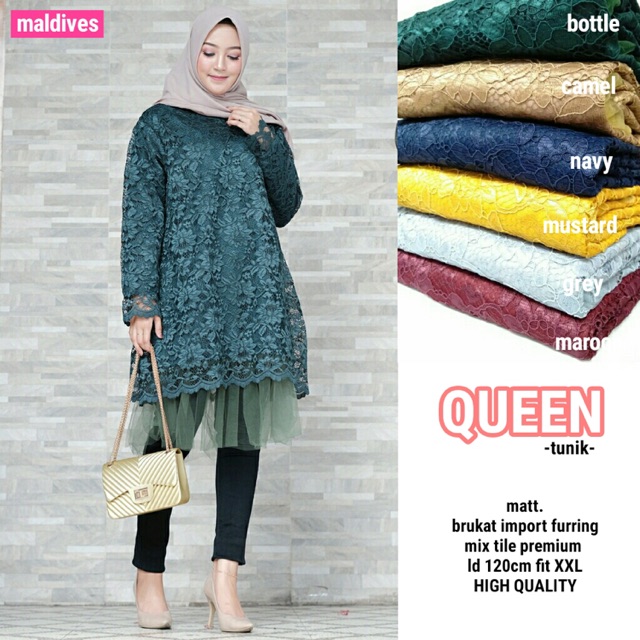 Queen tunik brokat jumbo big size