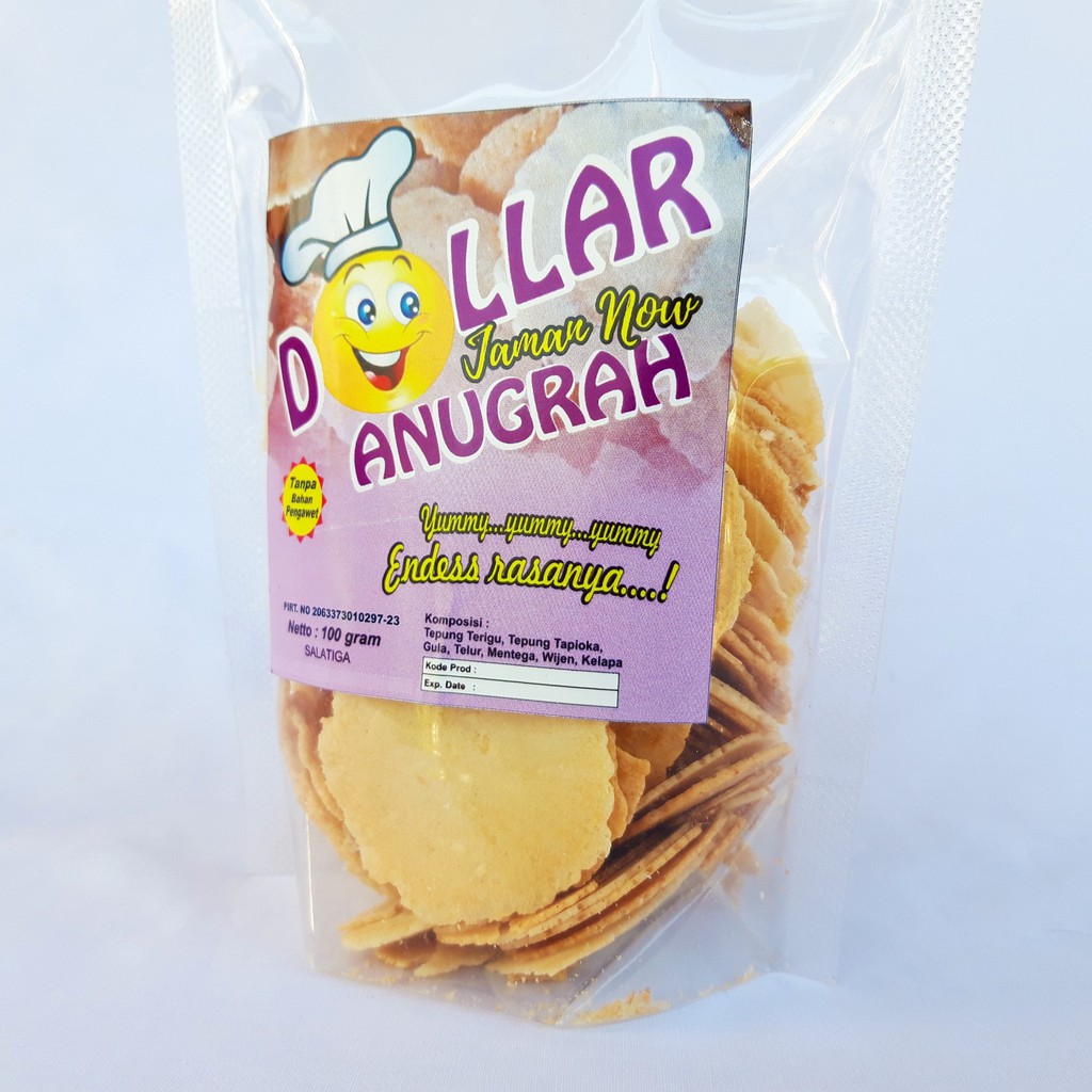 

Kue Kering Cemilan Snack Dollar Rasa Original 100 gr Gurih Dan Lezat