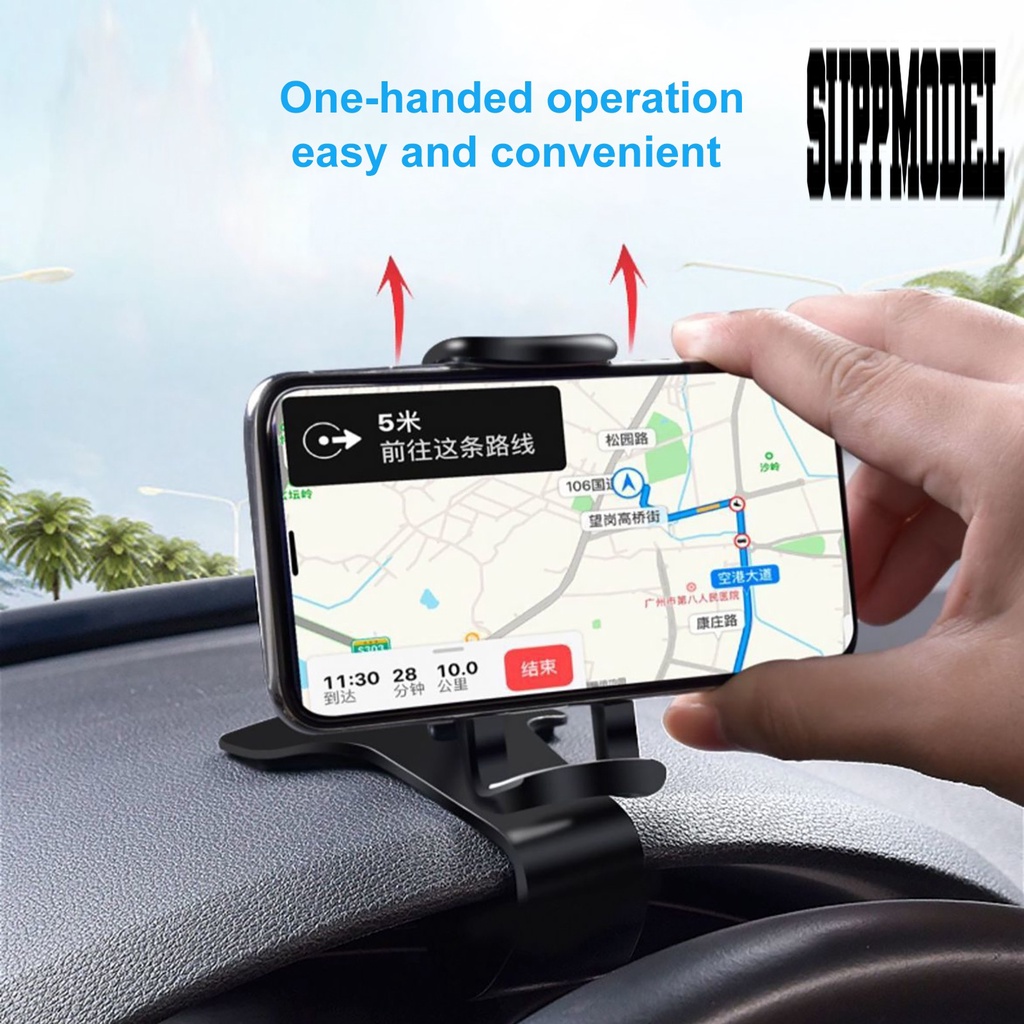 Bracket Klip Snap-in Mount Holder Handphone / Navigasi HUD Display Hitam Rotasi Untuk Mobil