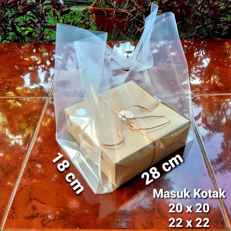 KANTONG PLASTIK PE BENING 28x40 OVAL LIPAT SAMPING | KANTONG PLASTIK BENING L 9CM