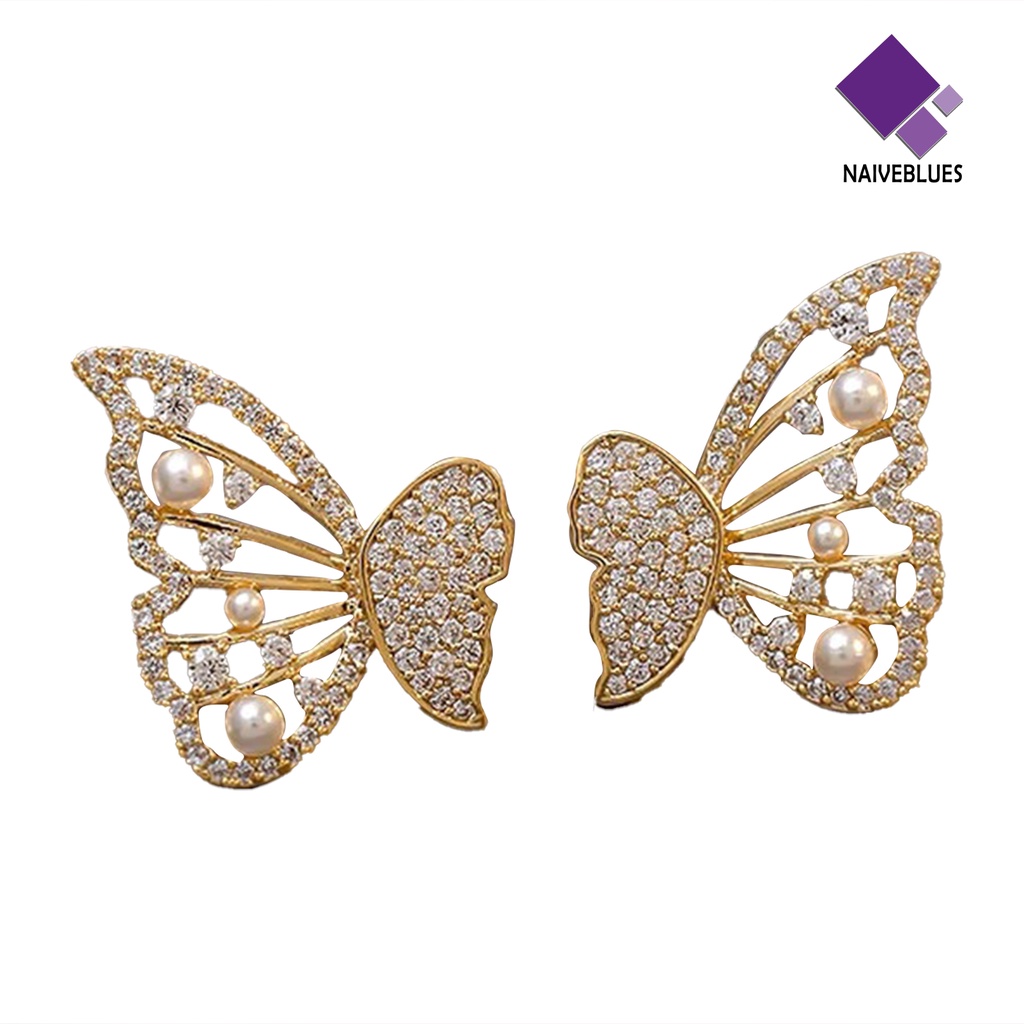 1 Pasang Anting Stud Desain Kupu-Kupu Geometris Untuk Wanita Butterfly