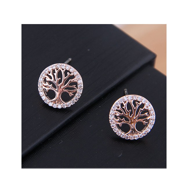 LRC Anting Tusuk Fashion Silver 925 Silver Needle Copper Micro-inlaid Zircon Christmas Tree Stud