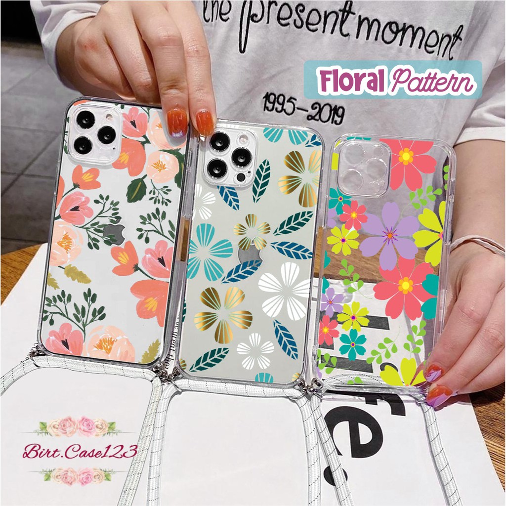 Softcase Slingcase Lanyard Bening FLORAL Samsung A31 A32 A50 A50s A30s A51 M40s A02s BC4255