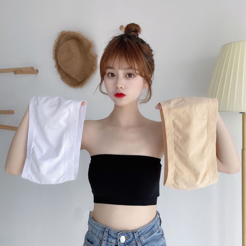 Blackpink Bra Kemben Seamless Tanpa Tali Anti Slip Pakaian Dalam BH Wanita 1172