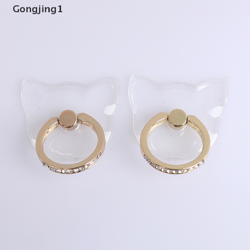 Gongjing1 2pcs / Set Cincin Dudukan Ponsel Universal Transparan