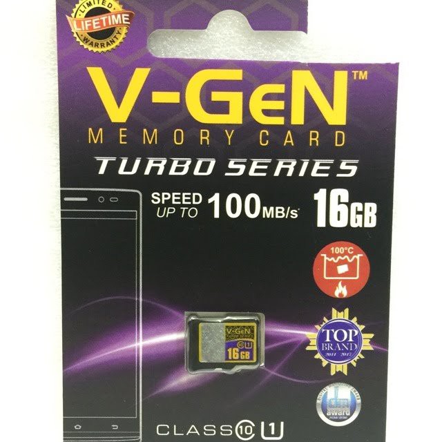 V-gen Micro SD V-gen 16 GB  TURBO Class 10 SERIES Memory Card HP 16 GB Vgen CLass 10