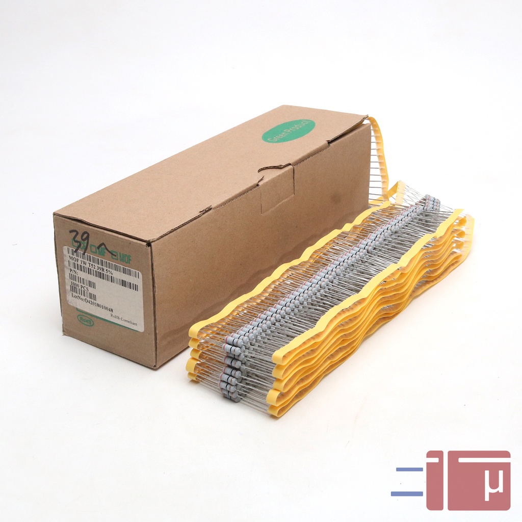 x10 Resistor 39R 39 Ohm 1W Metal Oxide 5% Taiwan Kaki Tembaga