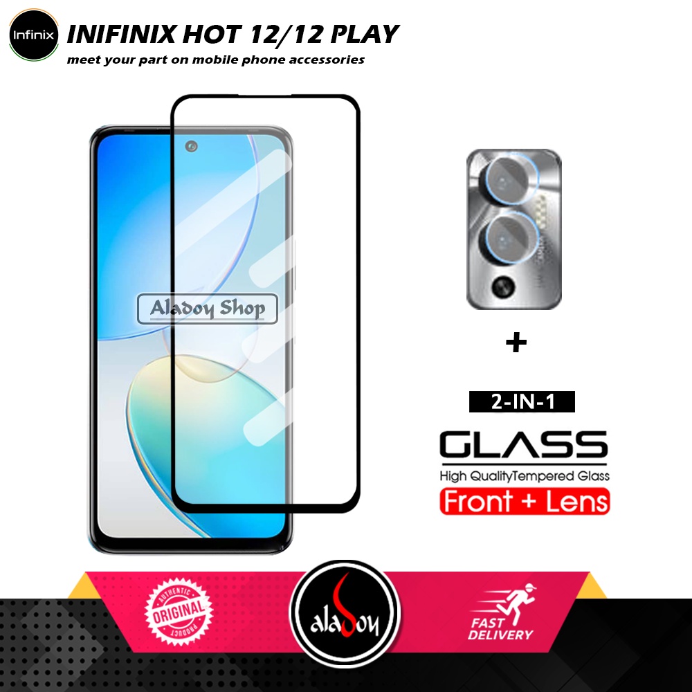 PAKET 2 IN 1 Tempered Glass Layar Infinix Hot 12 / Hot 12 Play 2022 Free Tempered Glass Camera