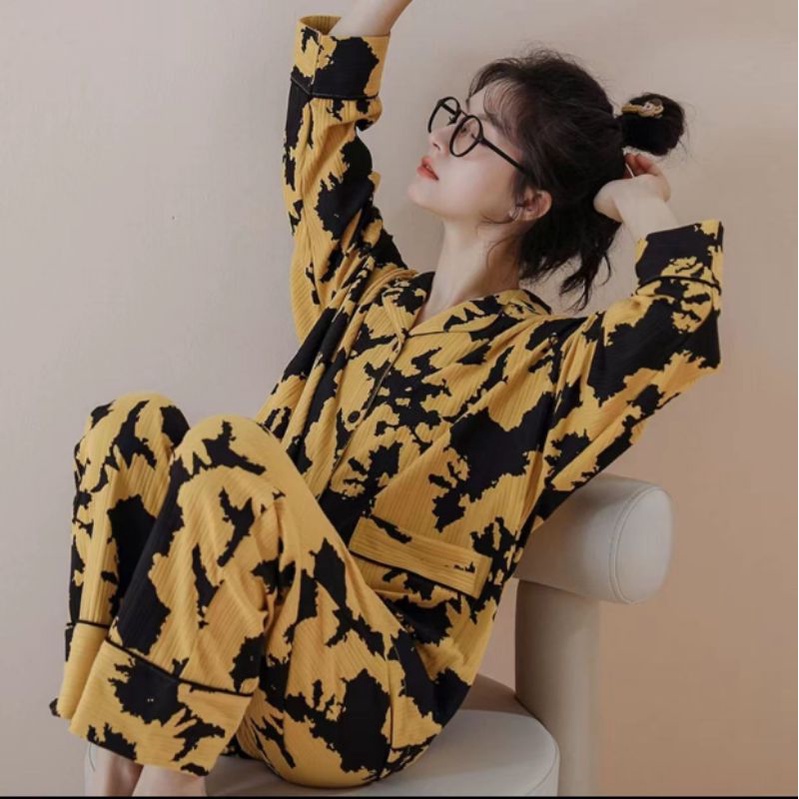 MDLV ~ Baju Tidur Set Tie Dye PP Mustard Piyama Dewasa