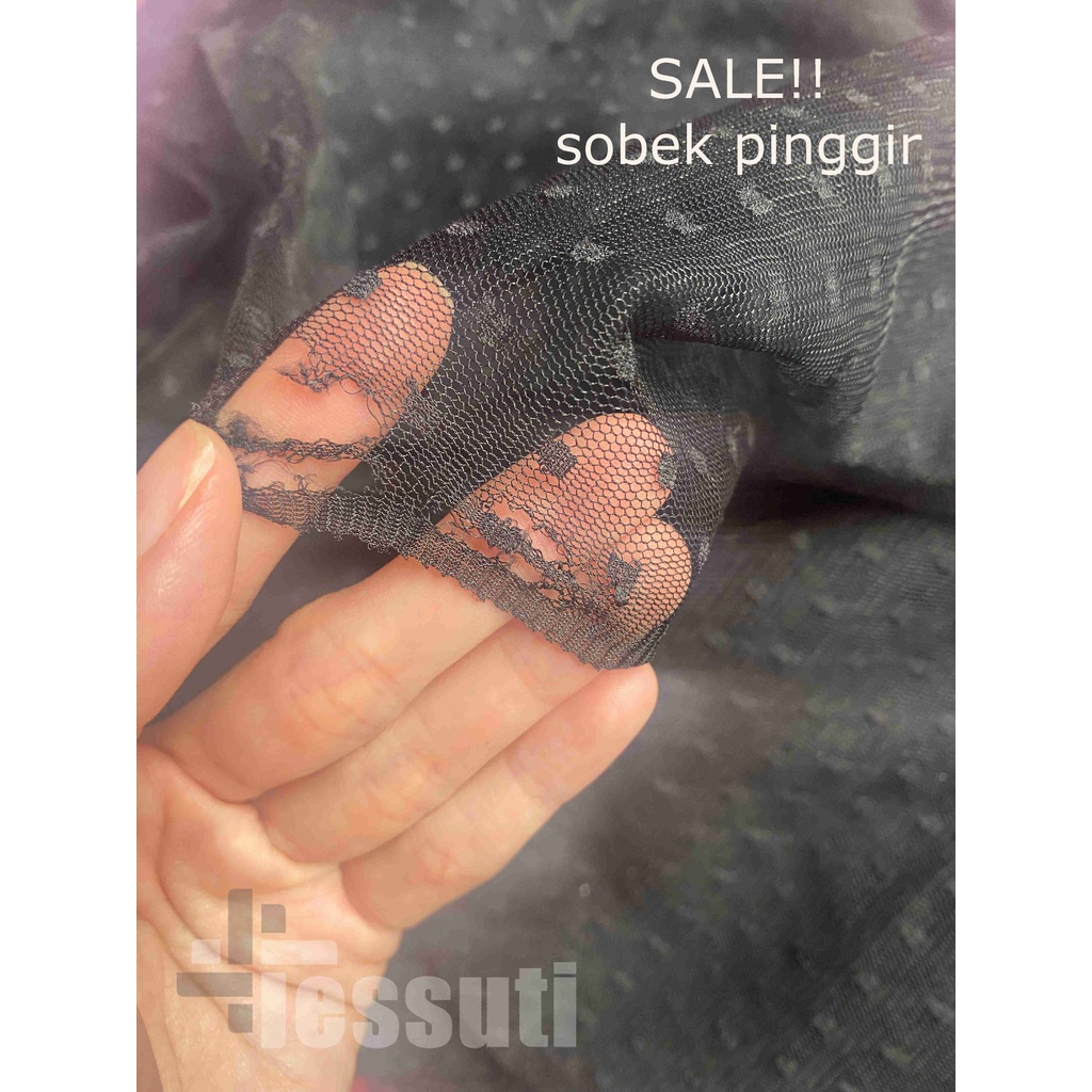 KAIN TILE HALUS DOT / BINTIK / SOFT TULLE POLKADOT-SALE BLACK, REJECT