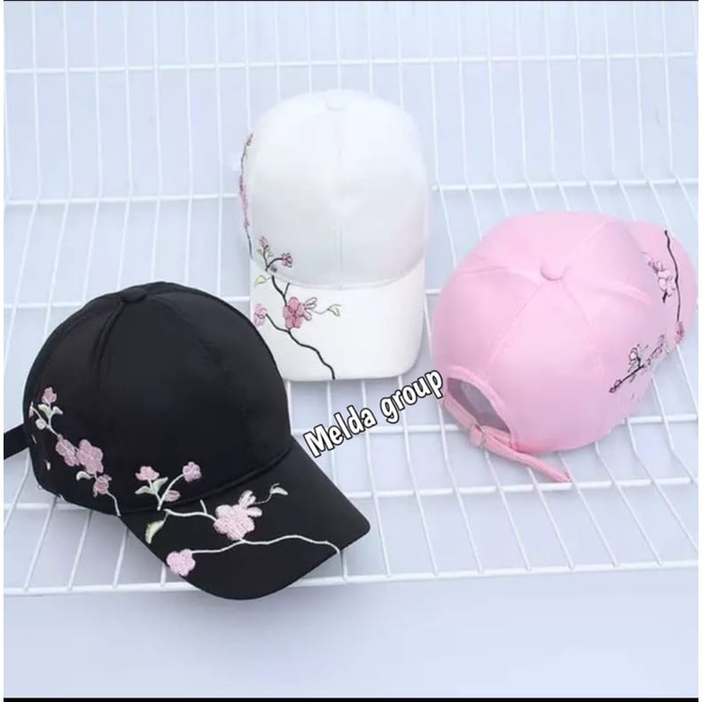 Topi Baseball Motif Bunga Daisy Kecil Gaya Hip Hop Untuk Wanita / Topi Bordir Bunga