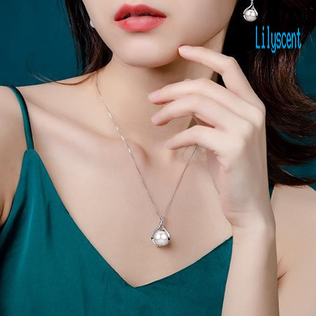 Kalung Rantai Klavikula Liontin Mutiara Imitasi Bentuk Tetesan Air Bahan Cubic Zirconia Untuk Pernikahan