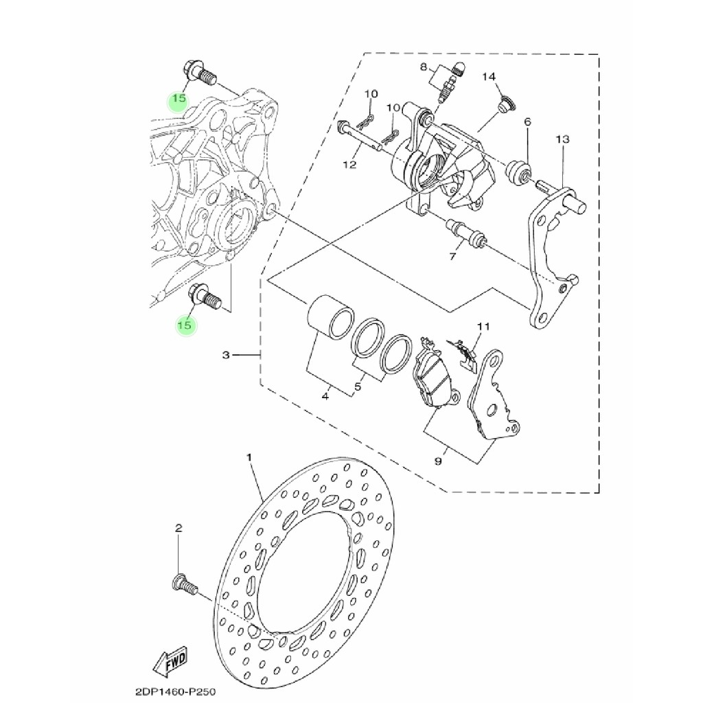 BAUT BRACKET BREKET KALIPER CALIPER REM BELAKANG NMAX N MAX LAMA ORIGINAL YGP 90105-10882